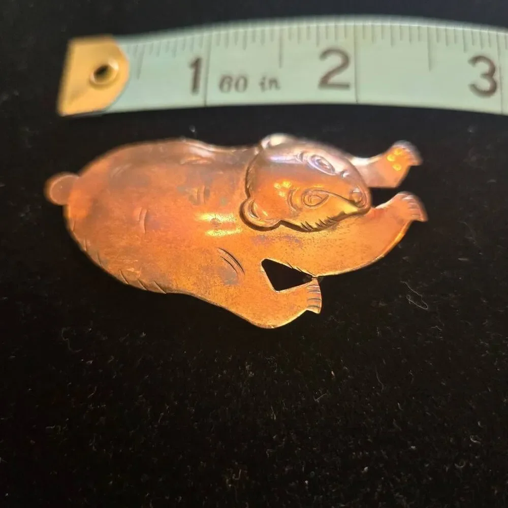 Vintage Copper Bear Brooch Pin